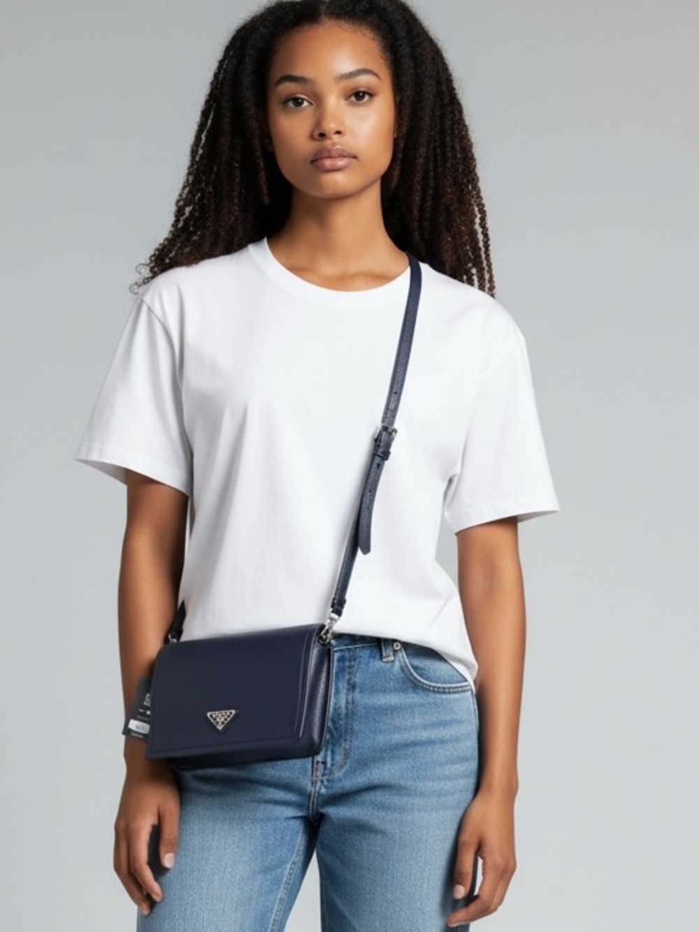 Prada Navy Saffiano Leather Crossbody Bag